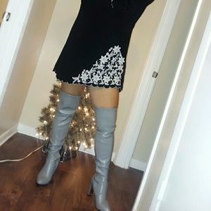 Grey Thigh High Boots